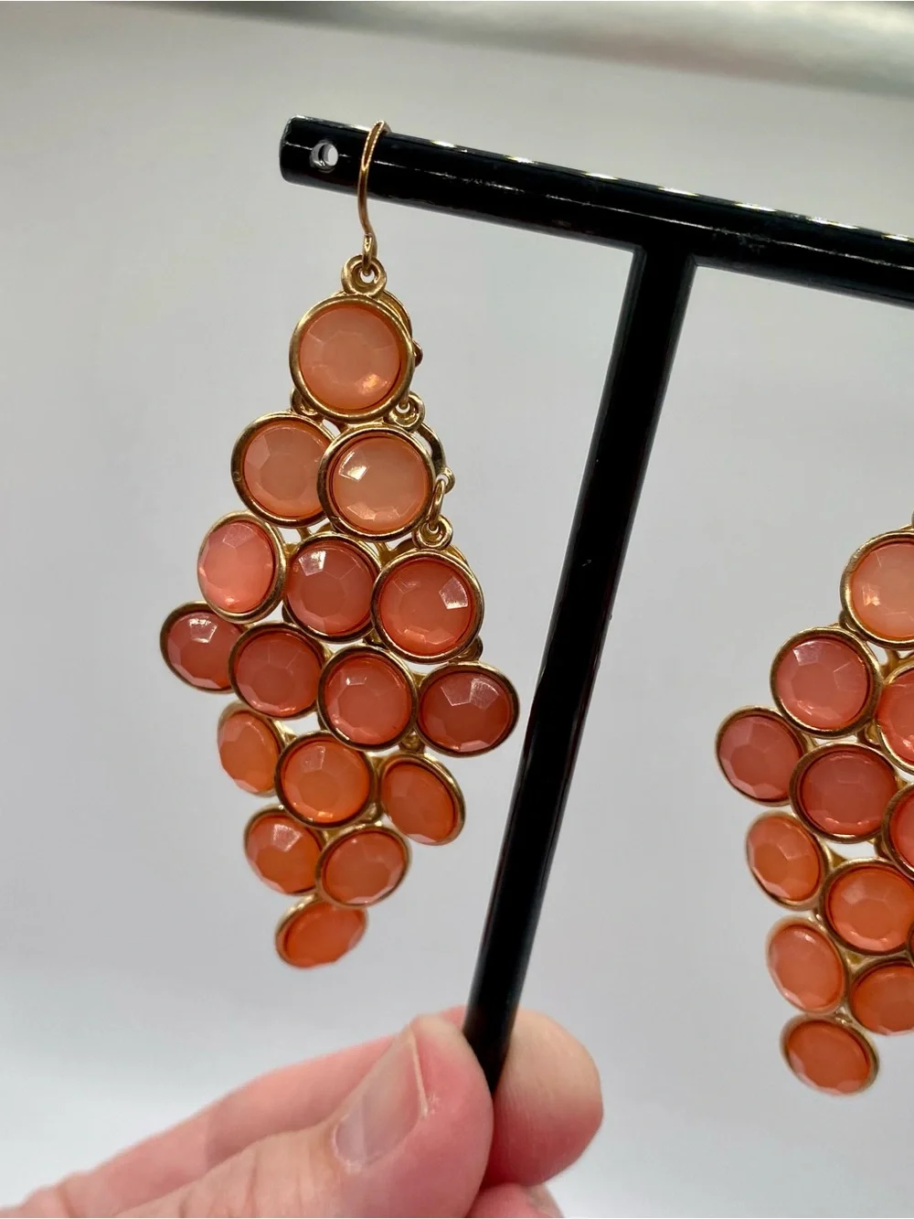 Eclectic Gold-Tone Coral Cluster Drop Earrings